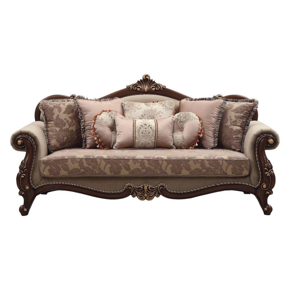 ACME - Mehadi - Sofa - Velvet & Walnut - 5th Avenue Furniture