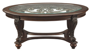 Ashley Furniture - Norcastle - Dark Brown - Oval Cocktail Table - 5th Avenue Furniture