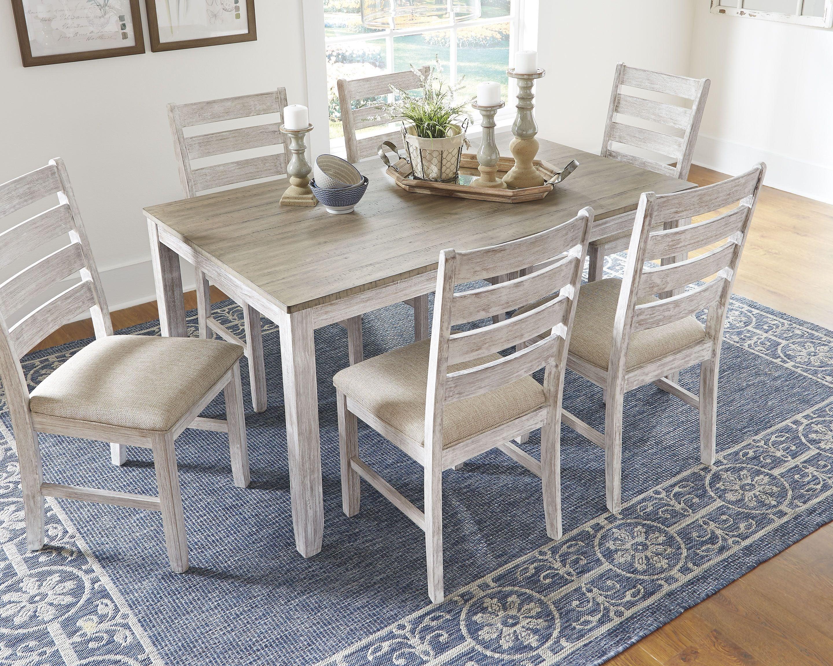 Signature Design by Ashley® - Skempton - White - Dining Room Table Set (Set of 7) - 5th Avenue Furniture