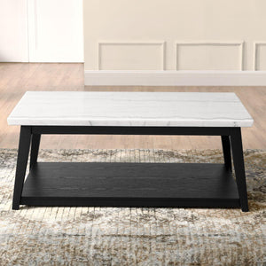 Steve Silver Furniture - Vida - Marble Cocktail Table With Casters - Black / White - 5th Avenue Furniture