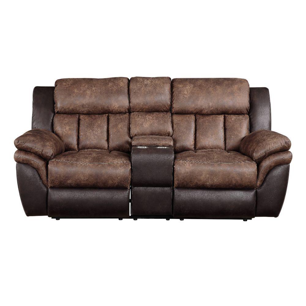 ACME - Jaylen - Loveseat - Toffee & Espresso Polished Microfiber - 5th Avenue Furniture