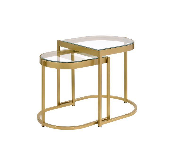 ACME - Timbul - Coffee Table (2 Piece) - Clear Glass & Gold Finish - 5th Avenue Furniture
