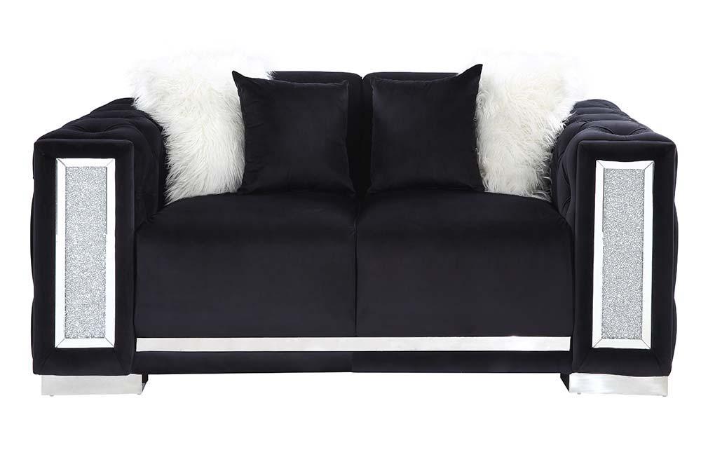 ACME - Trislar - Loveseat - Black Velvet - 5th Avenue Furniture