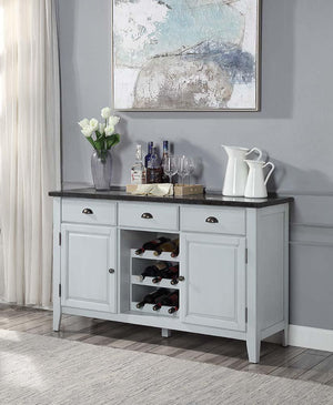 ACME - Lanton - Server - Marble & Antique White Finish - 5th Avenue Furniture