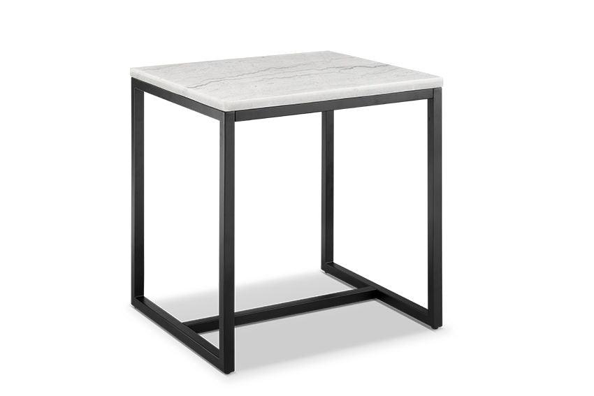 Magnussen Furniture - Torin - Rectangular End Table - White Marble And Matte Black - 5th Avenue Furniture