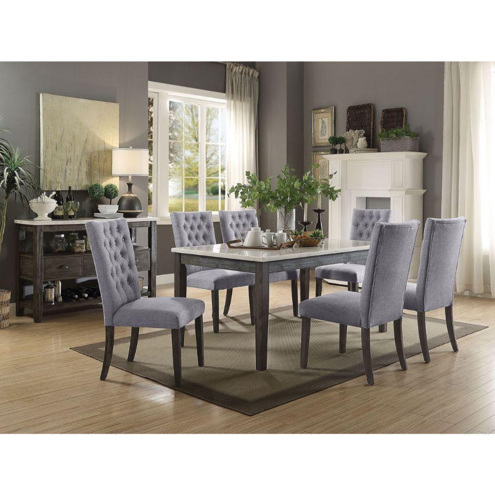 ACME - Merel - Dining Table - White Marble & Gray Oak - 5th Avenue Furniture