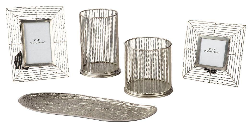 Ashley Furniture - Dympna - Silver Finish - Accessory Set (Set of 5) - 5th Avenue Furniture