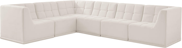 Meridian Furniture - Relax - Modular Sectional 6 Piece - Cream - Fabric - 5th Avenue Furniture