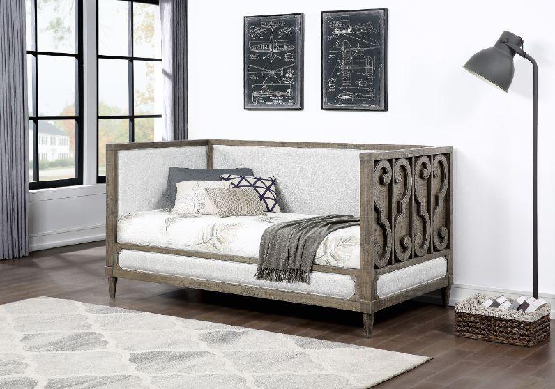 ACME - Artesia - Daybed - Tan Fabric & Salvaged Natural Finish - 5th Avenue Furniture