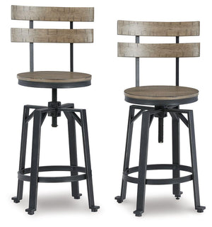 Signature Design by Ashley® - Lesterton - Light Brown / Black - Swivel Barstool (Set of 2) - 5th Avenue Furniture