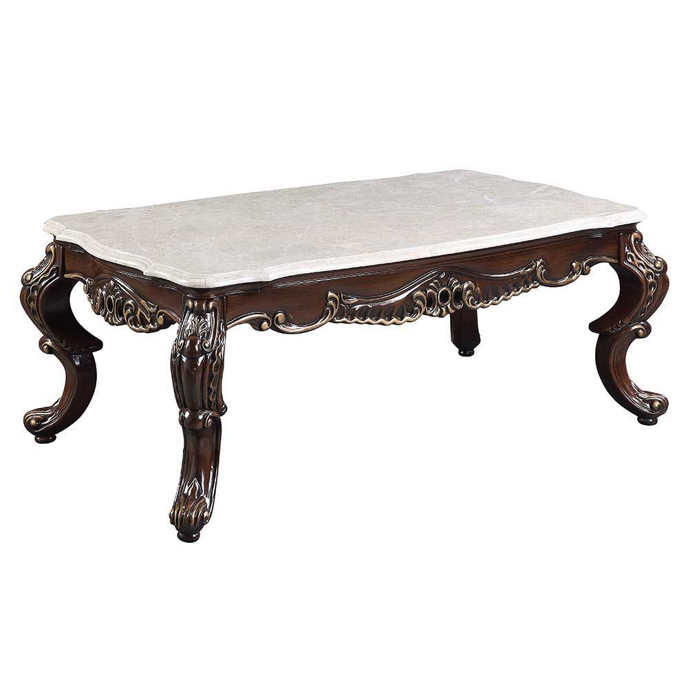 ACME - Benbek - Coffee Table - Marble & Antique Oak Finish - 5th Avenue Furniture