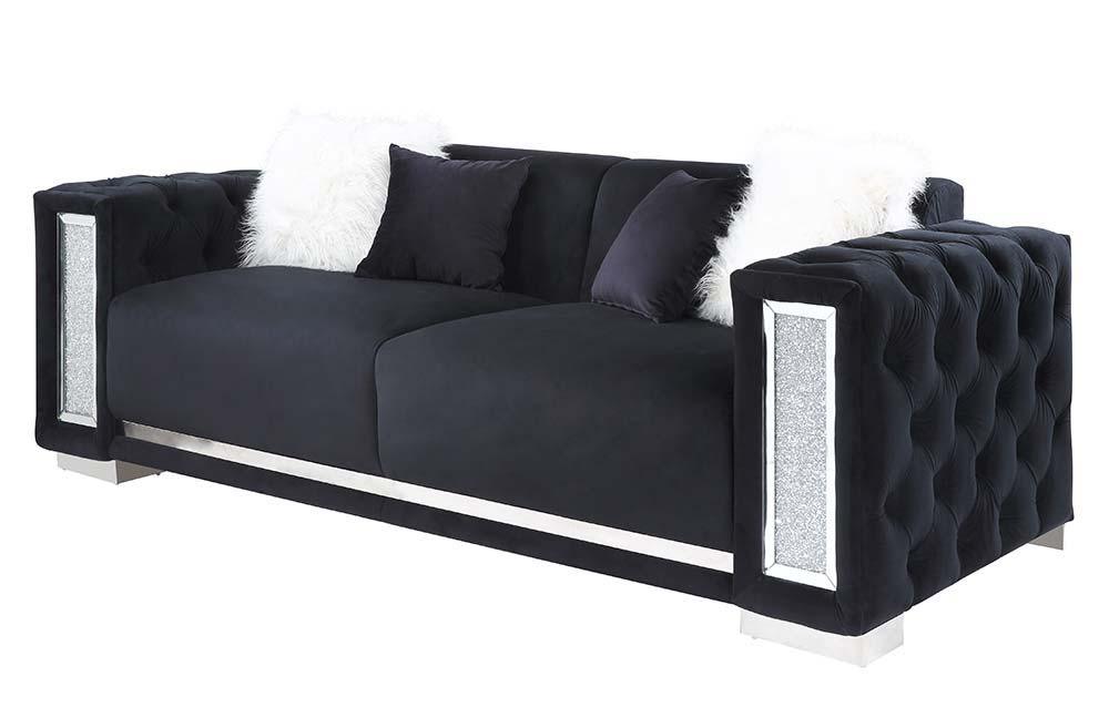 ACME - Trislar - Sofa - Black Velvet - 5th Avenue Furniture