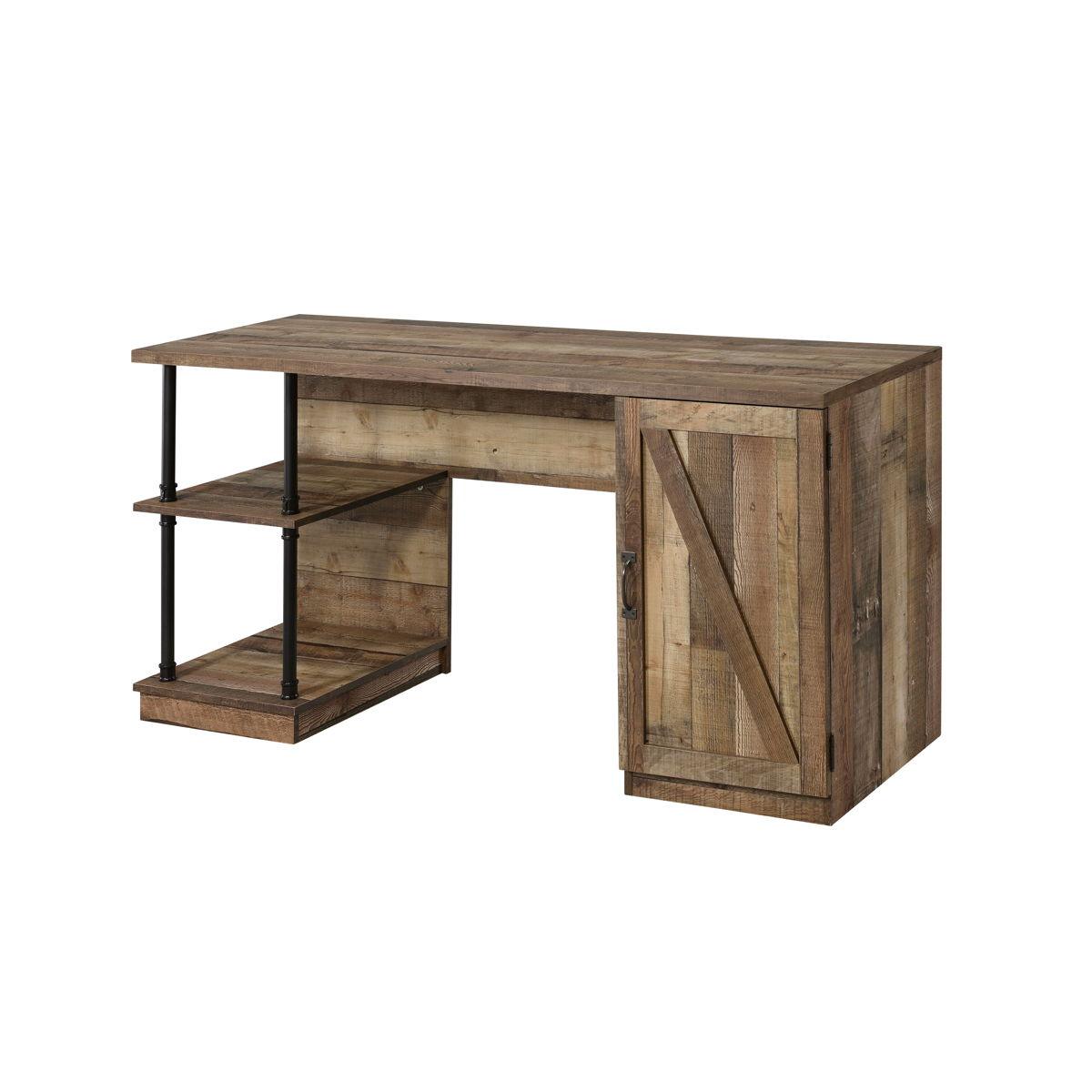 ACME - Canna - Writing Desk - Rustic Oak & Black Finish - 5th Avenue Furniture