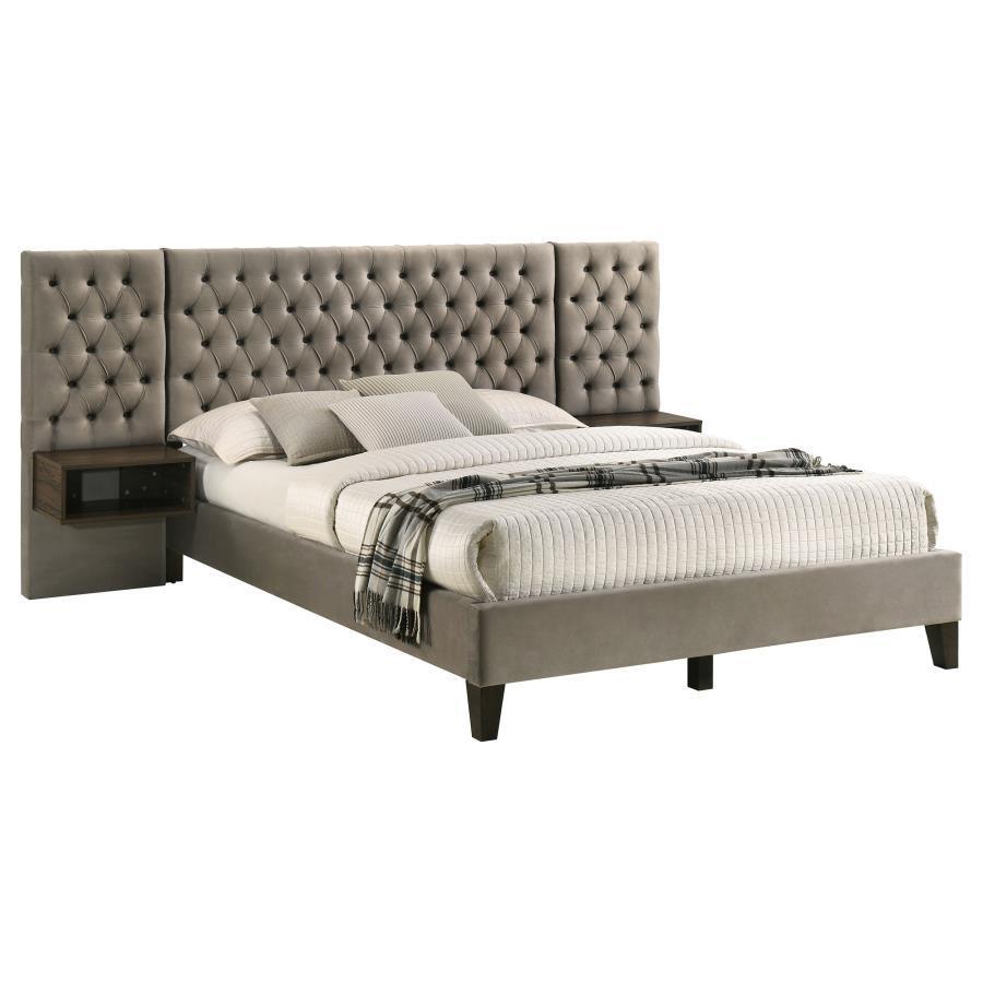 Coaster Fine Furniture - Marley - Upholstered Platform Bed With Headboard Panels - 5th Avenue Furniture