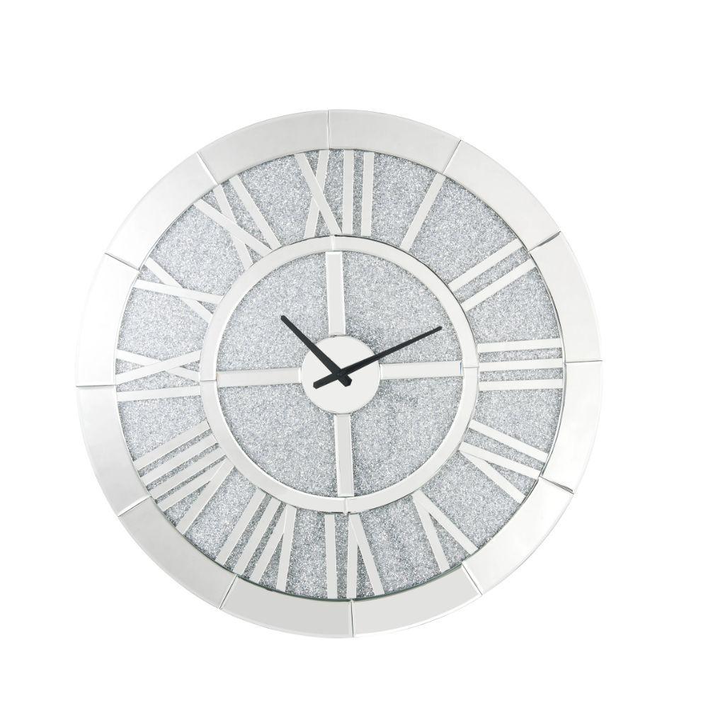 ACME - Nowles - Wall Clock - Mirrored & Faux Stones - 5th Avenue Furniture