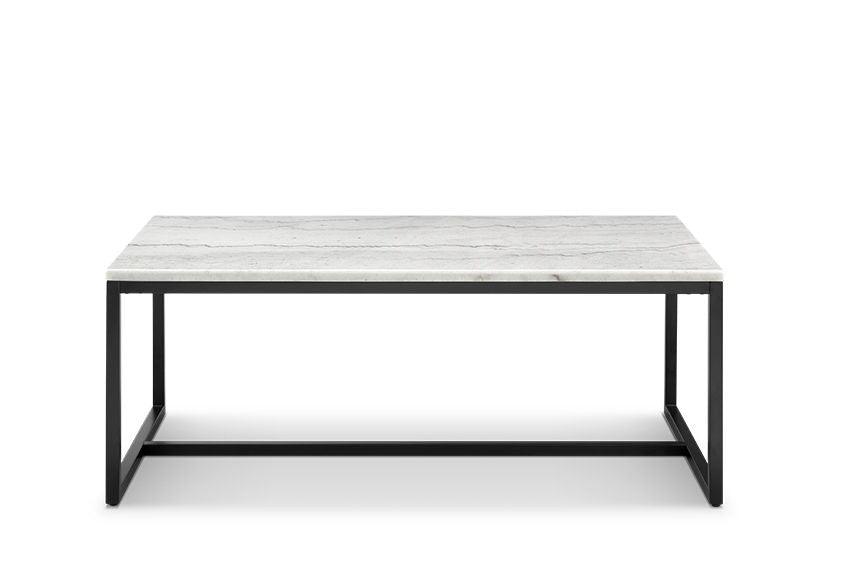 Magnussen Furniture - Torin - Rectangular Cocktail Table - White Marble And Matte Black - 5th Avenue Furniture