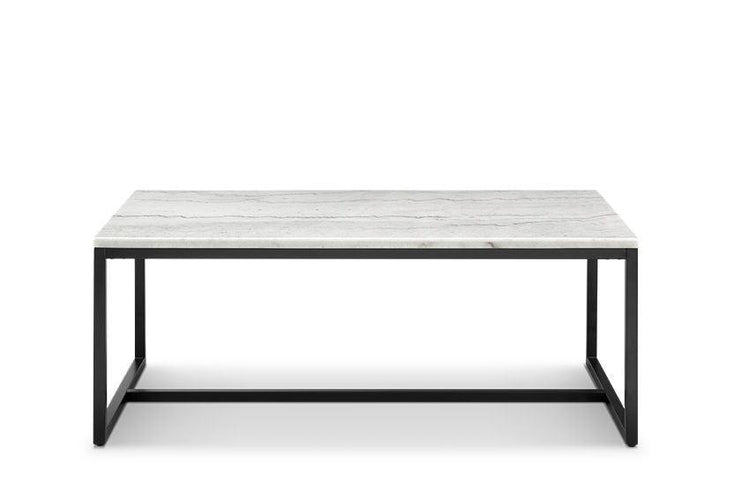 Magnussen Furniture - Torin - Rectangular Cocktail Table - White Marble And Matte Black - 5th Avenue Furniture