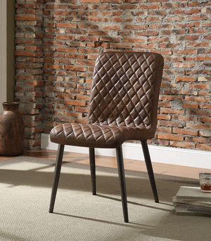 ACME - Millerton - Side Chair (Set of 2) - Vintage Chocolate Top Grain Leather & Antique Black - 5th Avenue Furniture