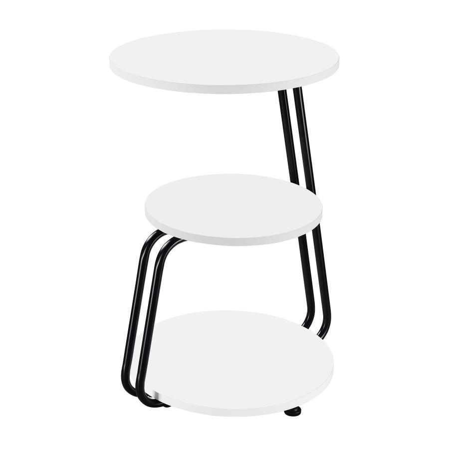 Coaster Fine Furniture - Hilly - 3-Tier Round Side Table - White And Black - 5th Avenue Furniture