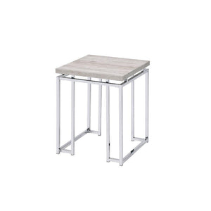 ACME - Chafik - End Table - Natural Oak & Chrome - 5th Avenue Furniture