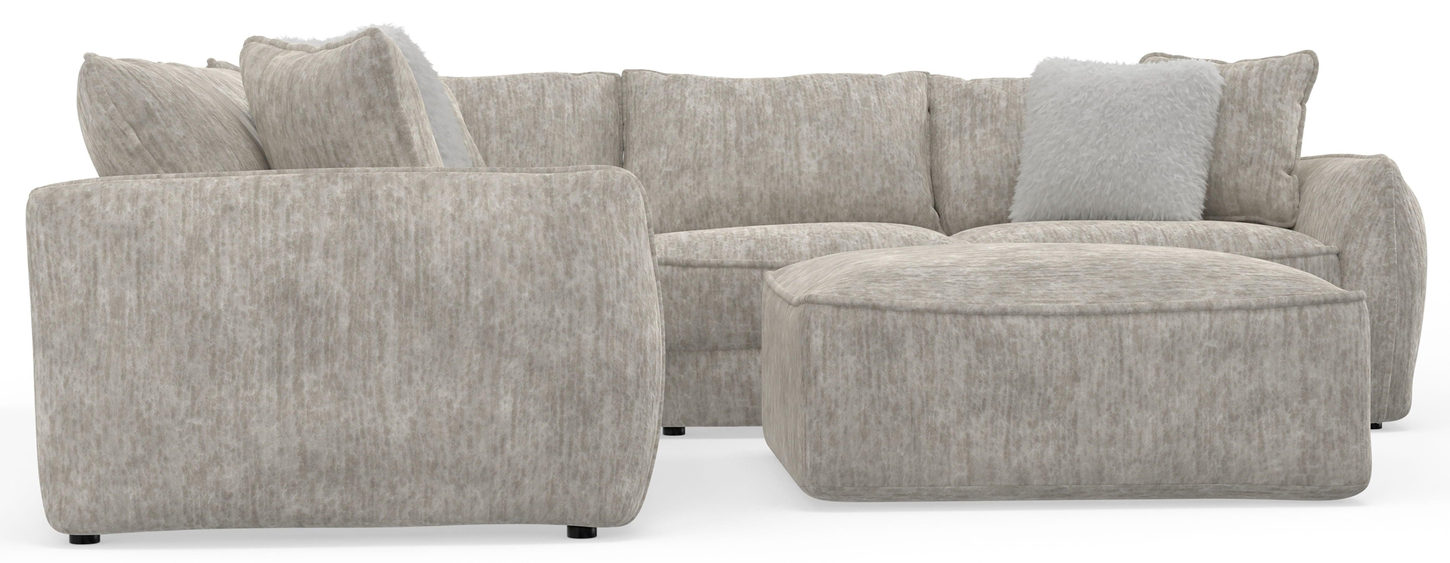 Jackson - Bucktown - 3 Piece Sectional With Extra Thick Cuddler Seat Cushions And Cocktail Ottoman - Parchment - 5th Avenue Furniture