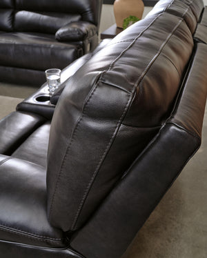 Signature Design by Ashley® - Mountainous - Eclipse - Power Reclining Loveseat With Console /Adj Headrest - 5th Avenue Furniture