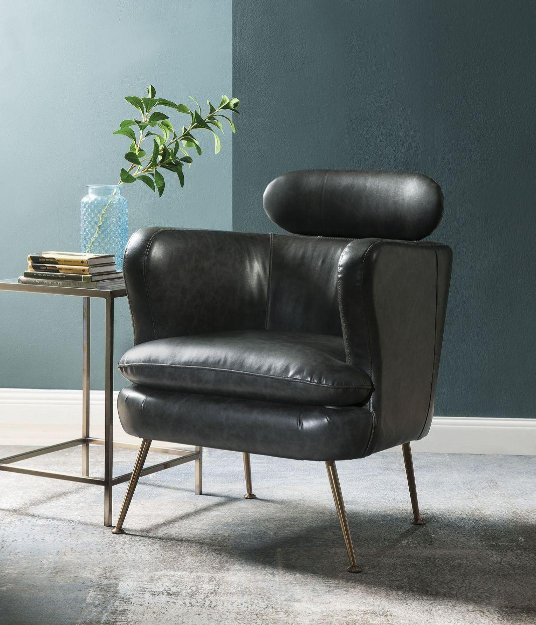 ACME - Phelan - Accent Chair - Dark Gray PU - 5th Avenue Furniture