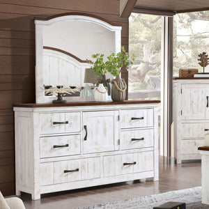 Furniture of America - Alyson - Dresser - Distressed White / Walnut - 5th Avenue Furniture
