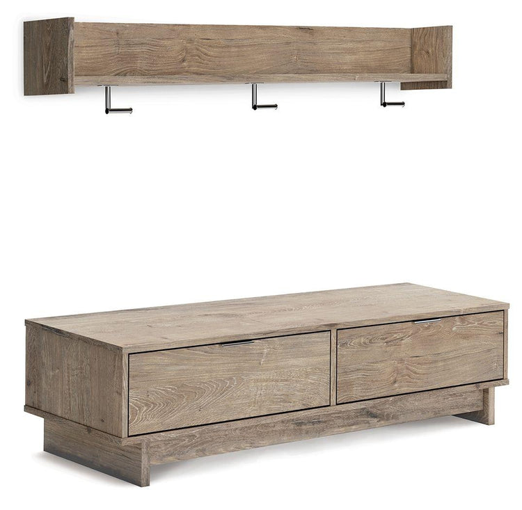 Signature Design by Ashley® - Oliah - Natural - Bench With Coat Rack - 5th Avenue Furniture