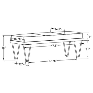 CoasterEssence - Chad - Upholstered Bench With Hairpin Legs - Dark Blue - 5th Avenue Furniture