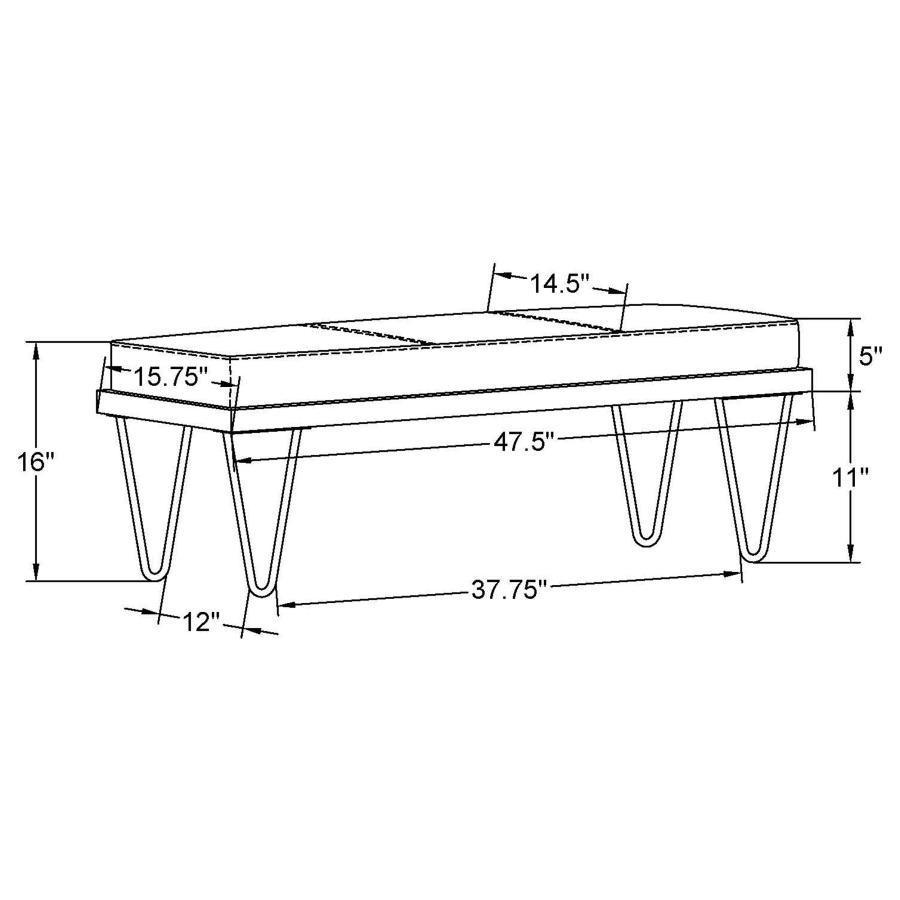 CoasterEssence - Chad - Upholstered Bench With Hairpin Legs - Dark Blue - 5th Avenue Furniture