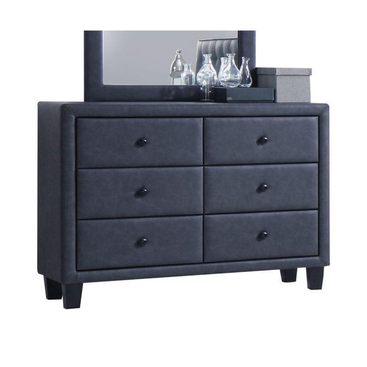 ACME - Saveria - Dresser - 2-Tone Gray PU - 5th Avenue Furniture