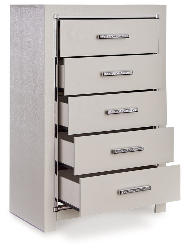 Zyniden - Silver - Five Drawer Chest - 5th Avenue Furniture