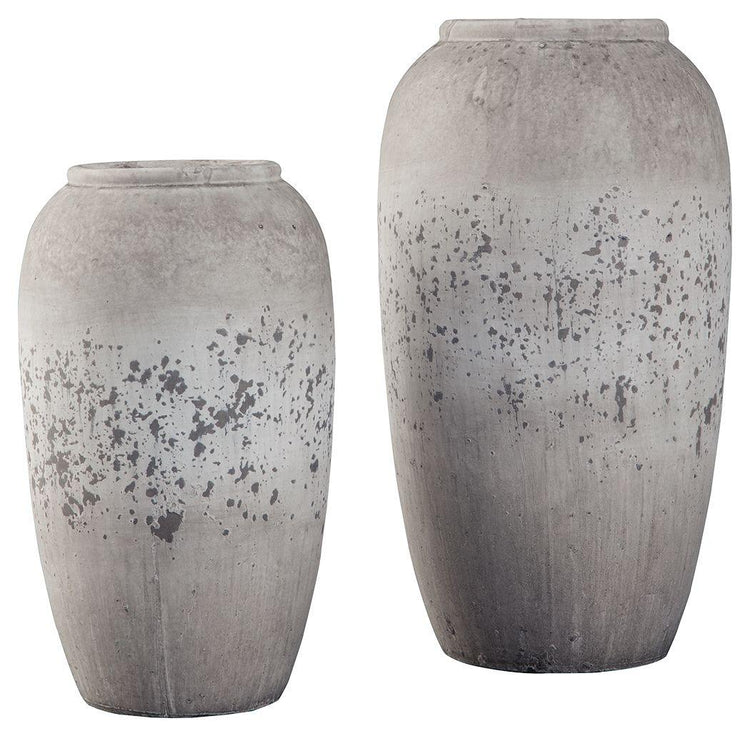 Ashley Furniture - Dimitra - Brown / Cream - Vase Set (Set of 2) - 5th Avenue Furniture