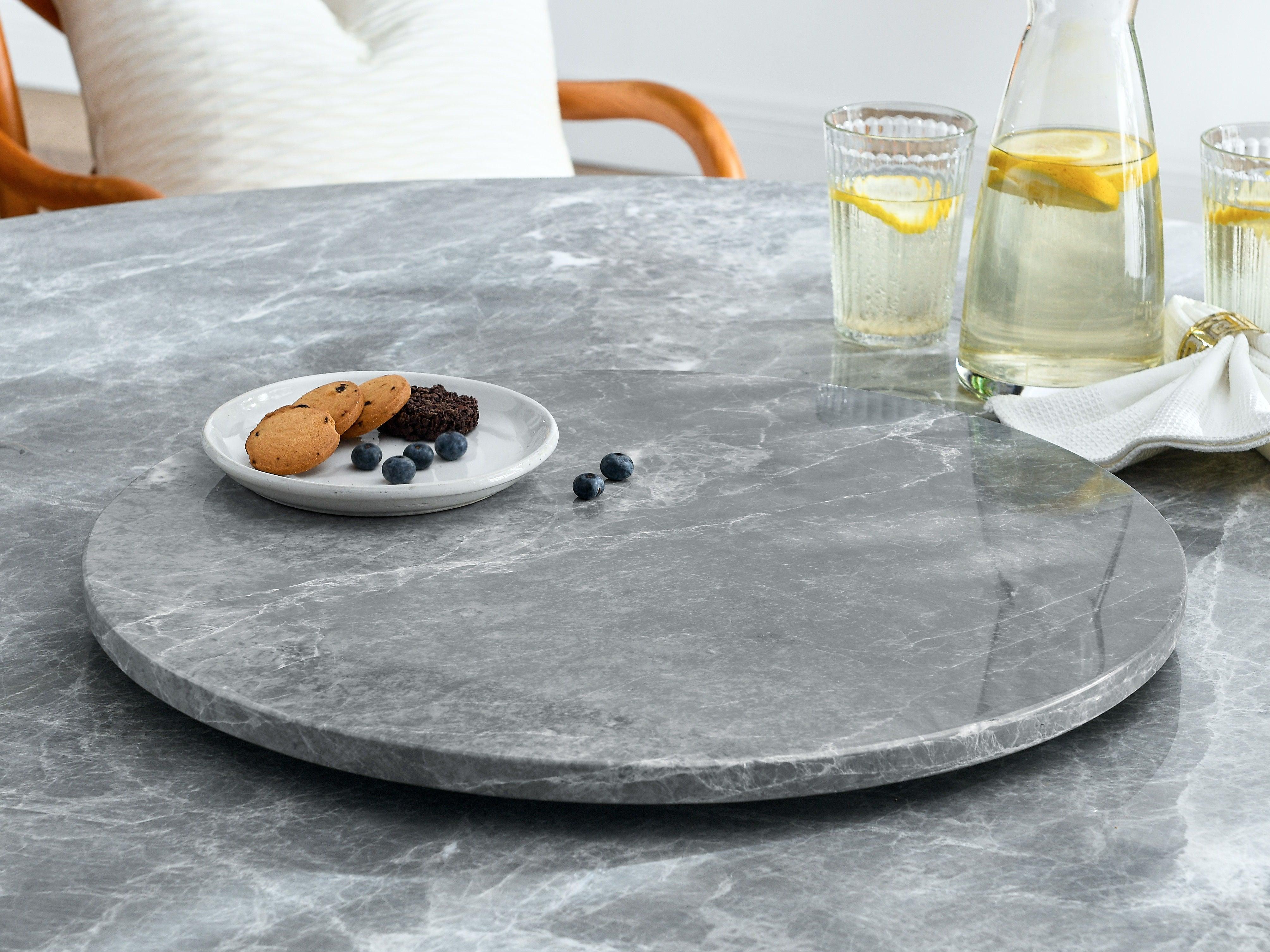 Steve Silver Furniture - Kaza - Marble Lazy Susan - Gray - 5th Avenue Furniture