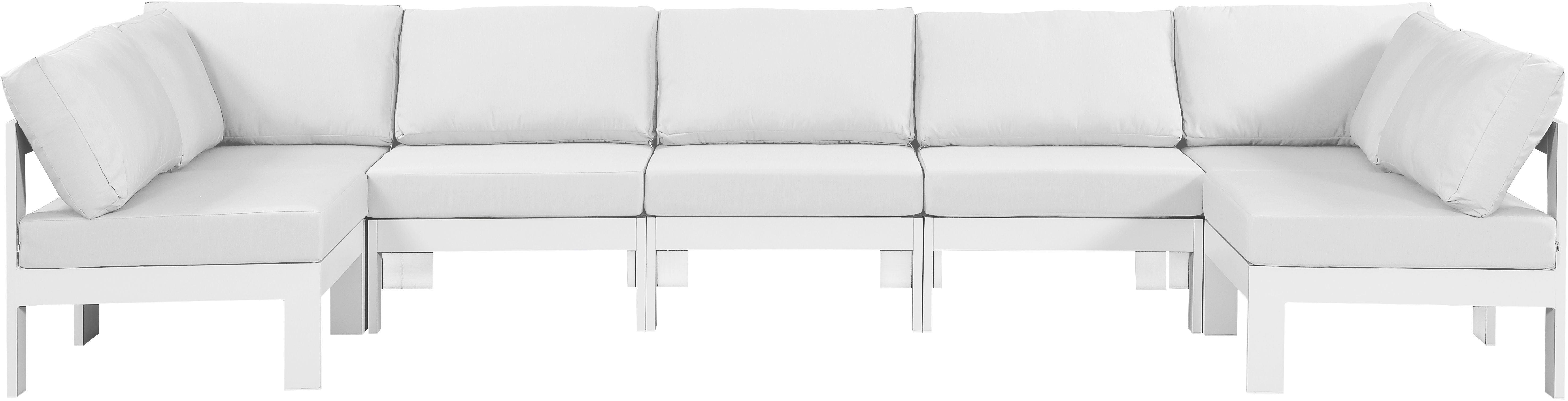 Meridian Furniture - Nizuc - Outdoor Patio Modular Sectional 7 Piece - White - Fabric - 5th Avenue Furniture