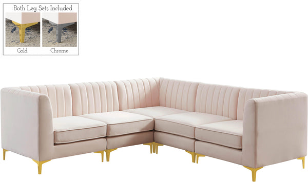 Meridian Furniture - Alina - Modular Sectional 6 Piece - Pink - 5th Avenue Furniture