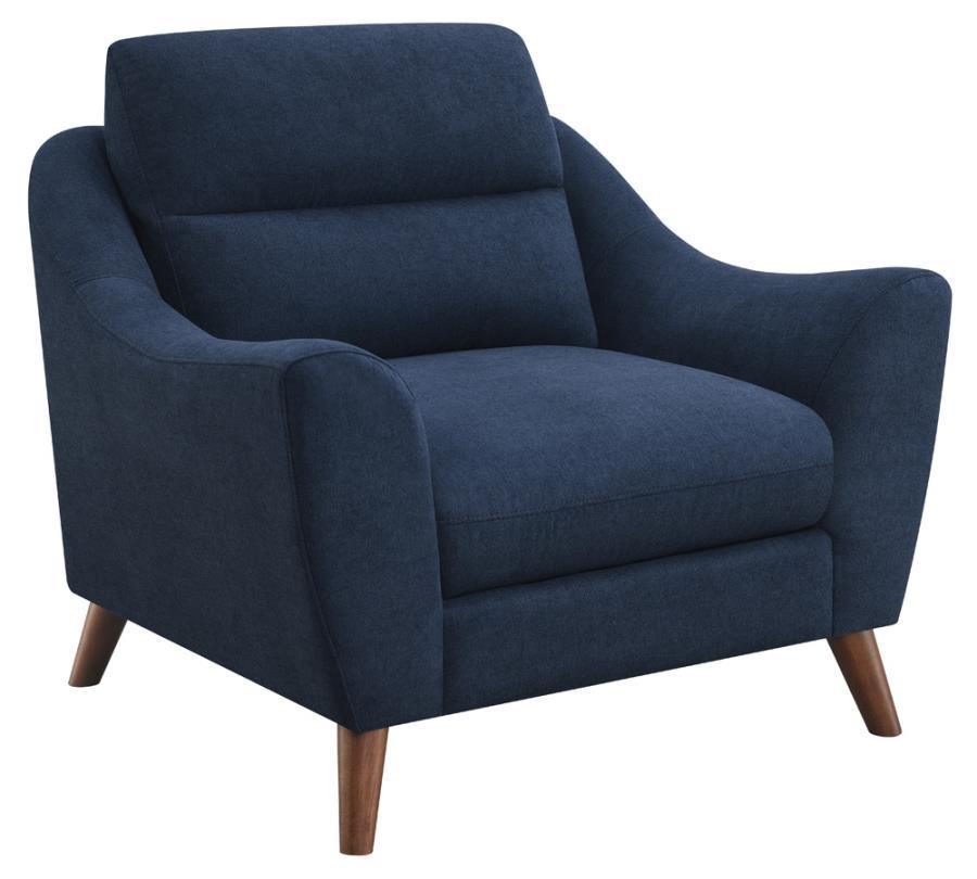 CoasterEssence - Gano - Sloped Arm Upholstered Chair - Navy Blue - 5th Avenue Furniture