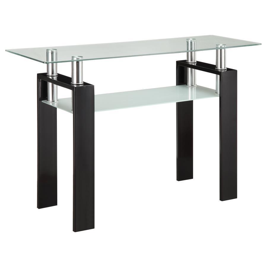 CoasterEveryday - Dyer - Tempered Glass Sofa Table With Shelf - Black - 5th Avenue Furniture