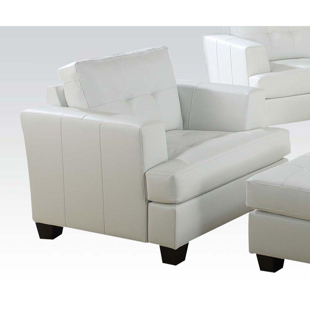 ACME - Platinum - Chair - White Bonded Leather - 5th Avenue Furniture