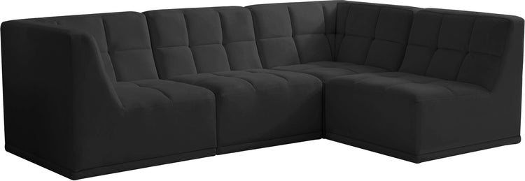 Meridian Furniture - Relax - Modular Sectional 4 Piece - Black - 5th Avenue Furniture
