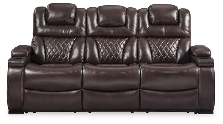 Signature Design by Ashley® - Warnerton - Brown Dark - Pwr Rec Sofa With Adj Headrest - 5th Avenue Furniture