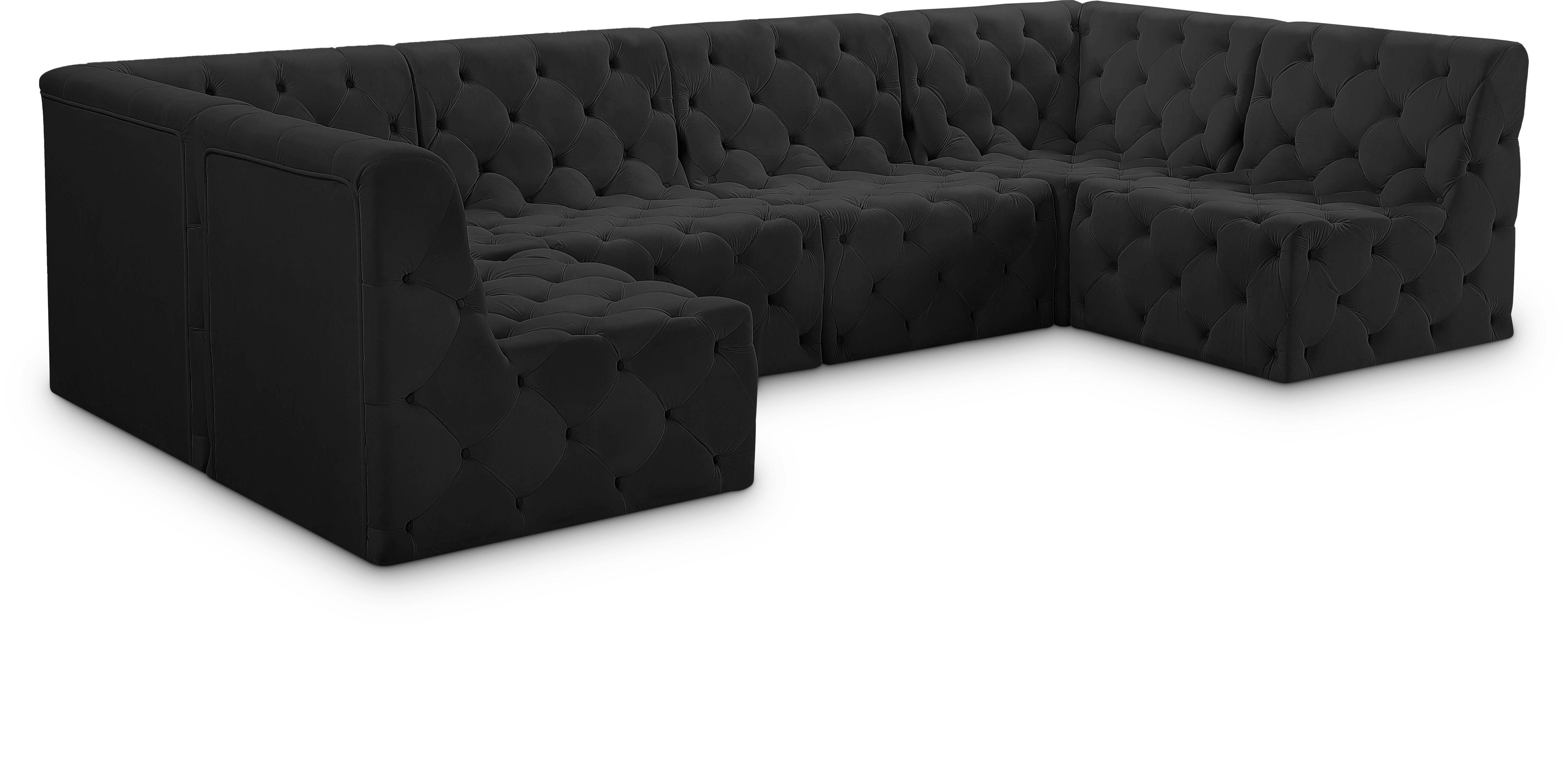 Meridian Furniture - Tuft - Modular Sectional 6 Piece - Black - Modern & Contemporary - 5th Avenue Furniture