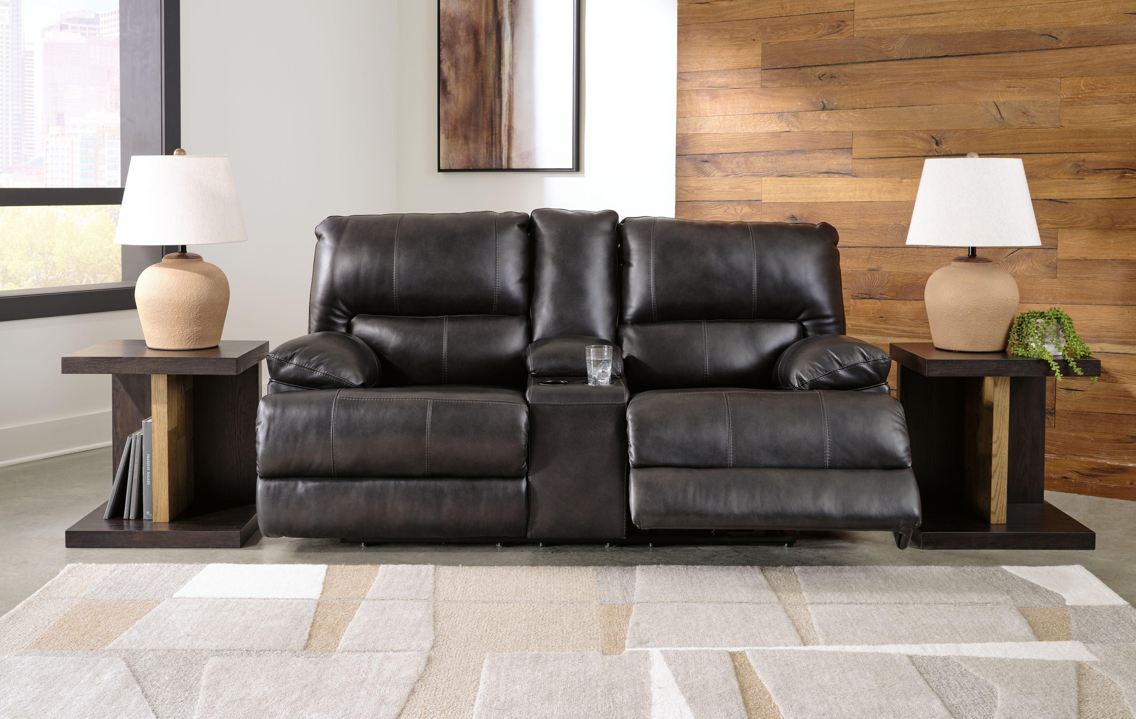 Signature Design by Ashley® - Mountainous - Eclipse - Power Reclining Loveseat With Console /Adj Headrest - 5th Avenue Furniture