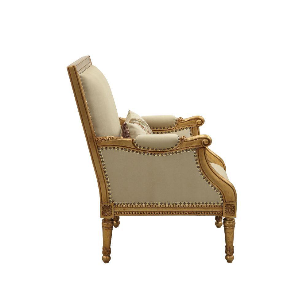 ACME - Daesha - Accent Chair - Tan Flannel & Antique Gold - 5th Avenue Furniture