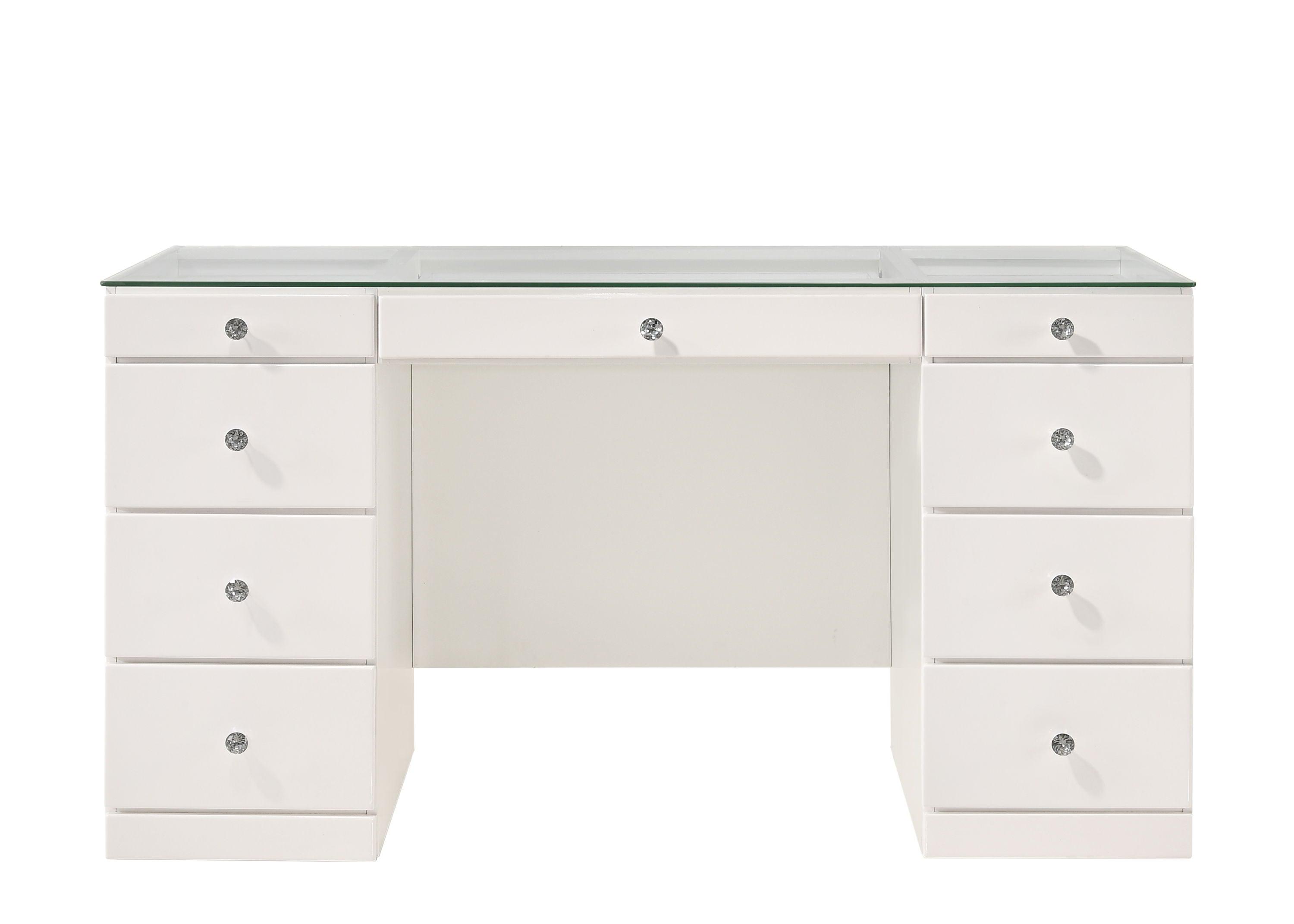 Crown Mark - Avery - Vanity Desk With Glass Top - 5th Avenue Furniture