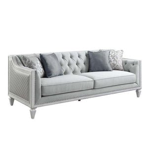ACME - Katia - Sofa - Light Gray Linen & Weathered White Finish - 5th Avenue Furniture