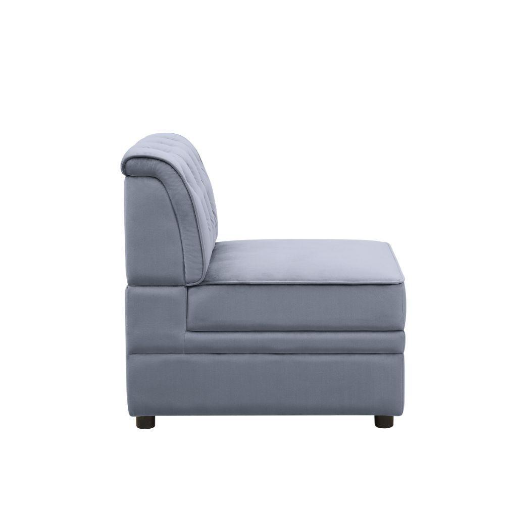 ACME - Bois II - Armless Chair - Gray Velvet - 5th Avenue Furniture