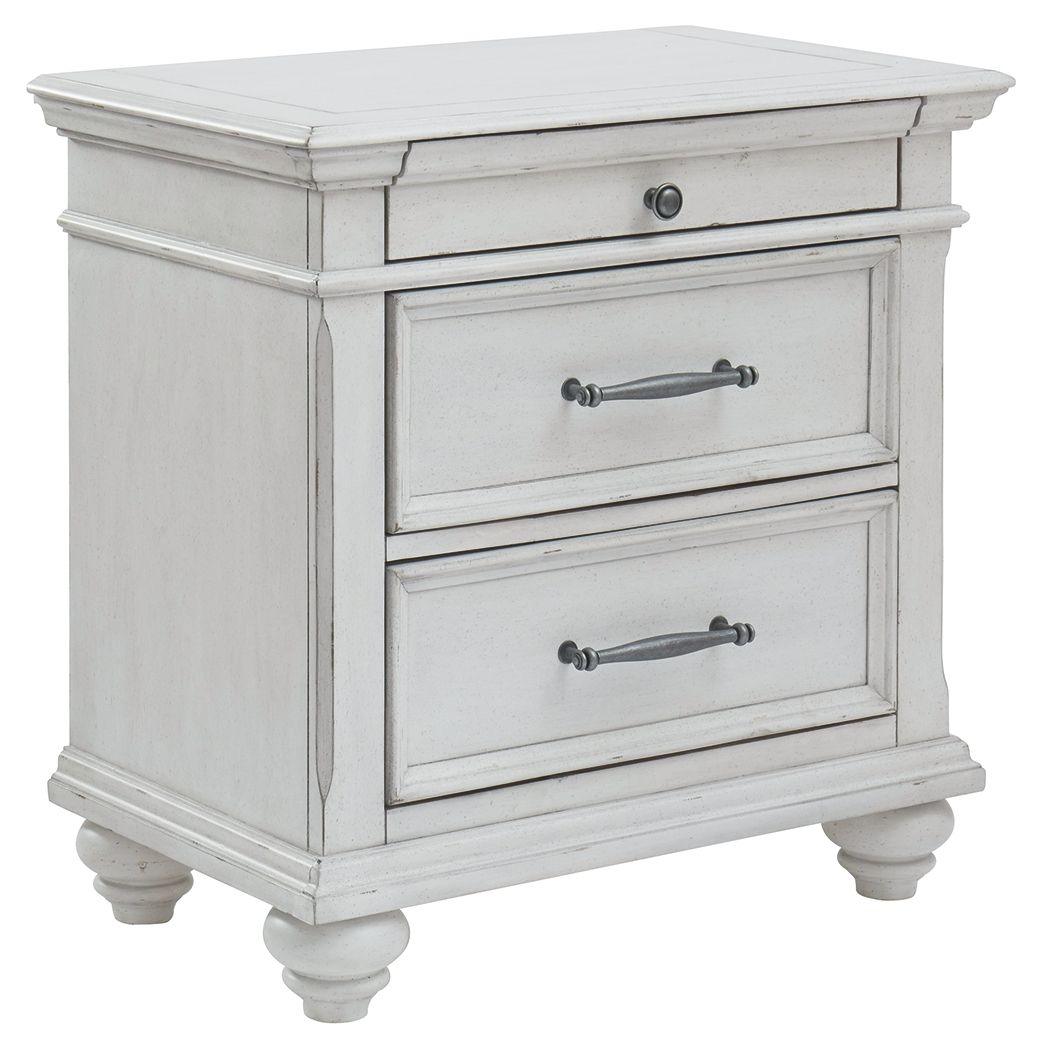 Ashley Furniture - Kanwyn - Whitewash - Three Drawer Night Stand - 5th Avenue Furniture