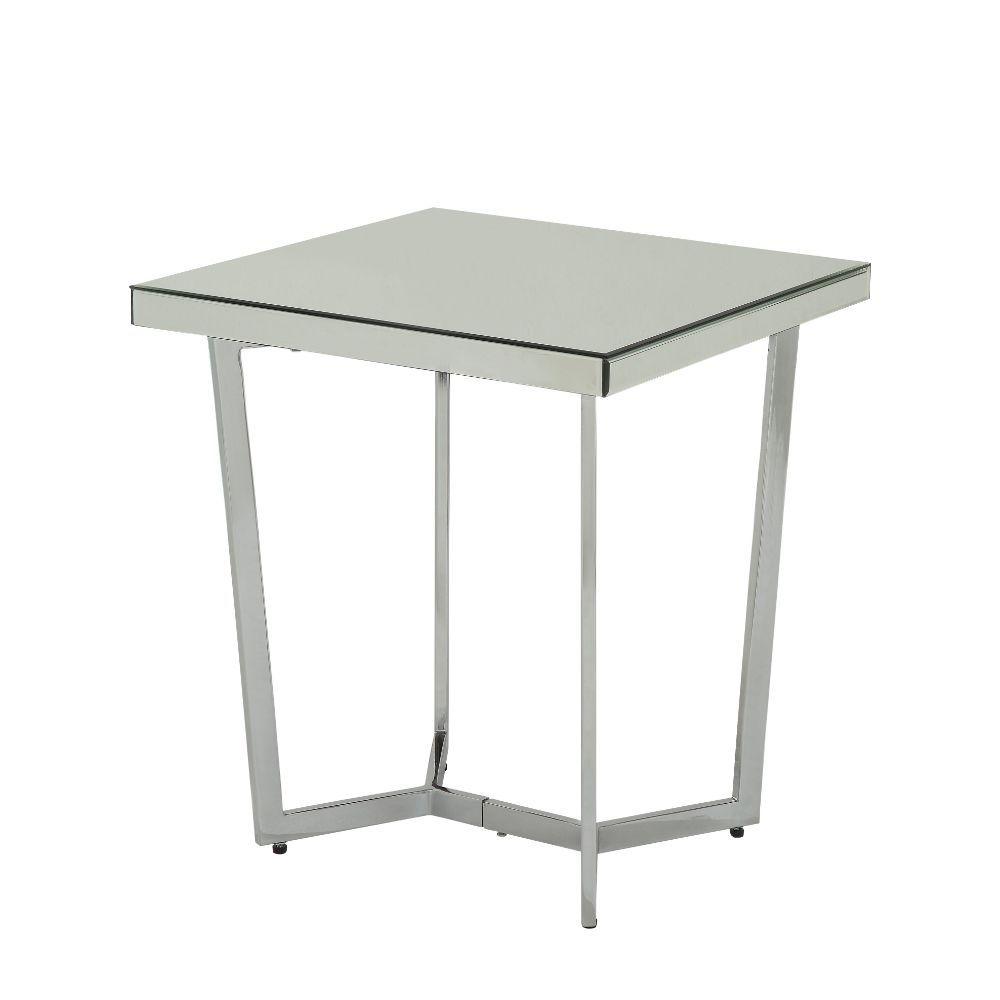 ACME - Hastin - End Table - Mirrored & Chrome - 5th Avenue Furniture